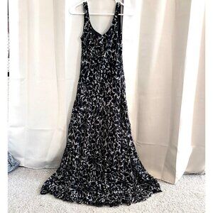 Vtg Nine West Y2K Dress Size 8 Floral Sheer Maxi Lined Tier Dark Romantic 18840
